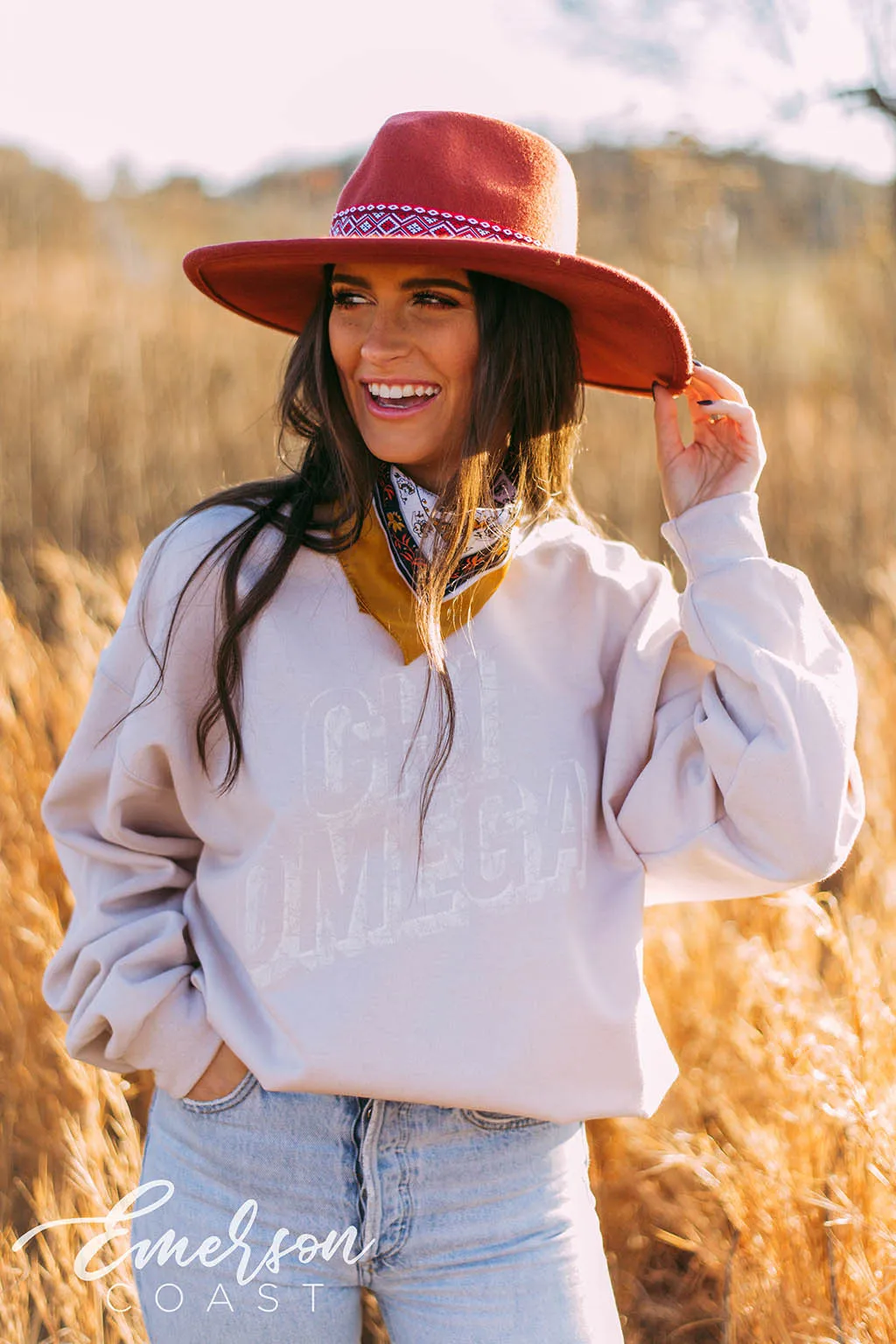 Chi Omega Subtle Sand Crewneck