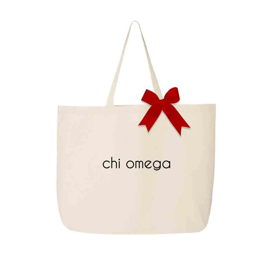 Chi Omega Tote Bag with Bow in Sorority Color