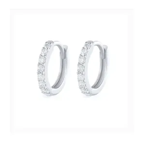 Children's Huggies:  Surgical Steel, Clear CZ Huggies 10MM