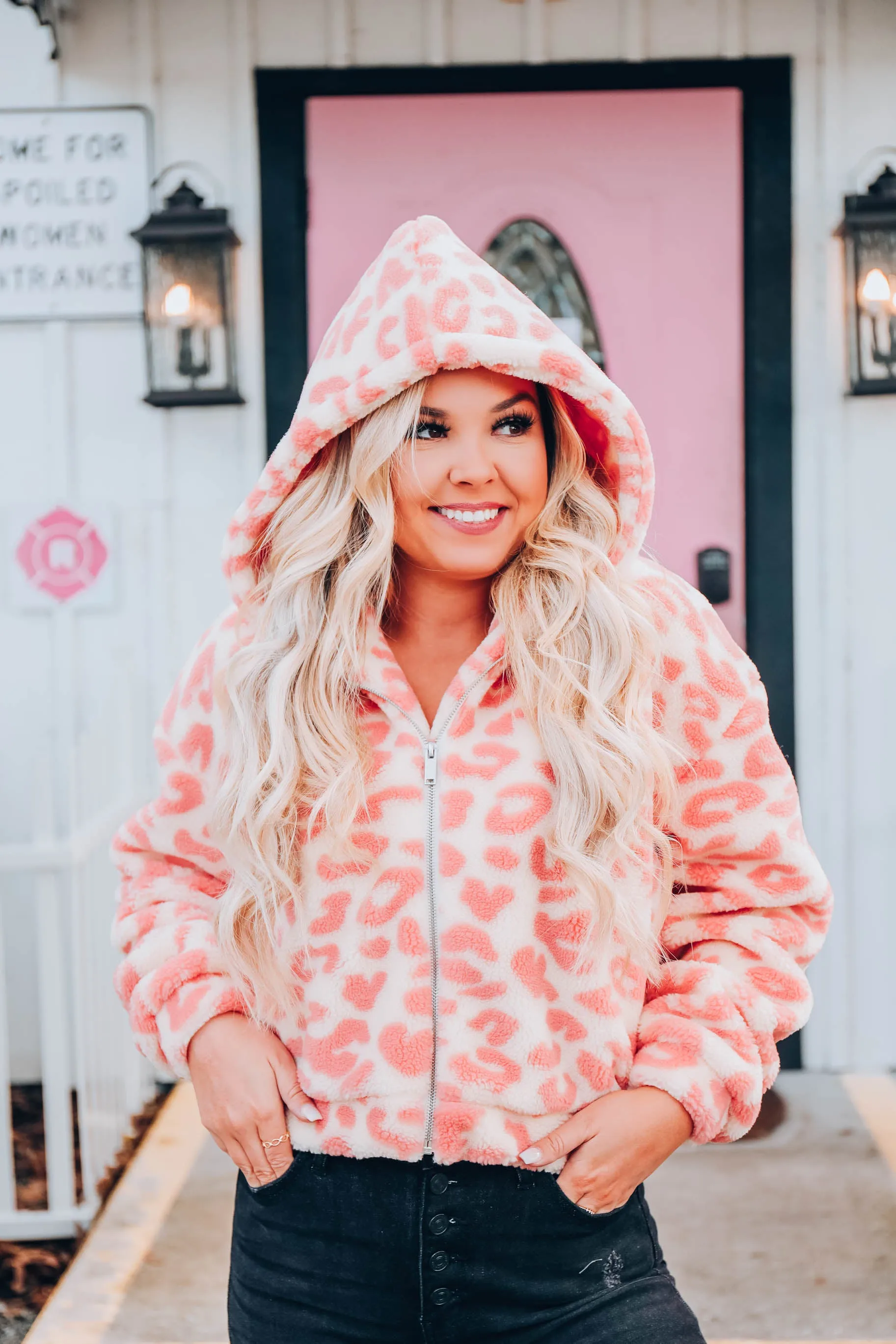 Chilly Days Sherpa Hoodie - Pink