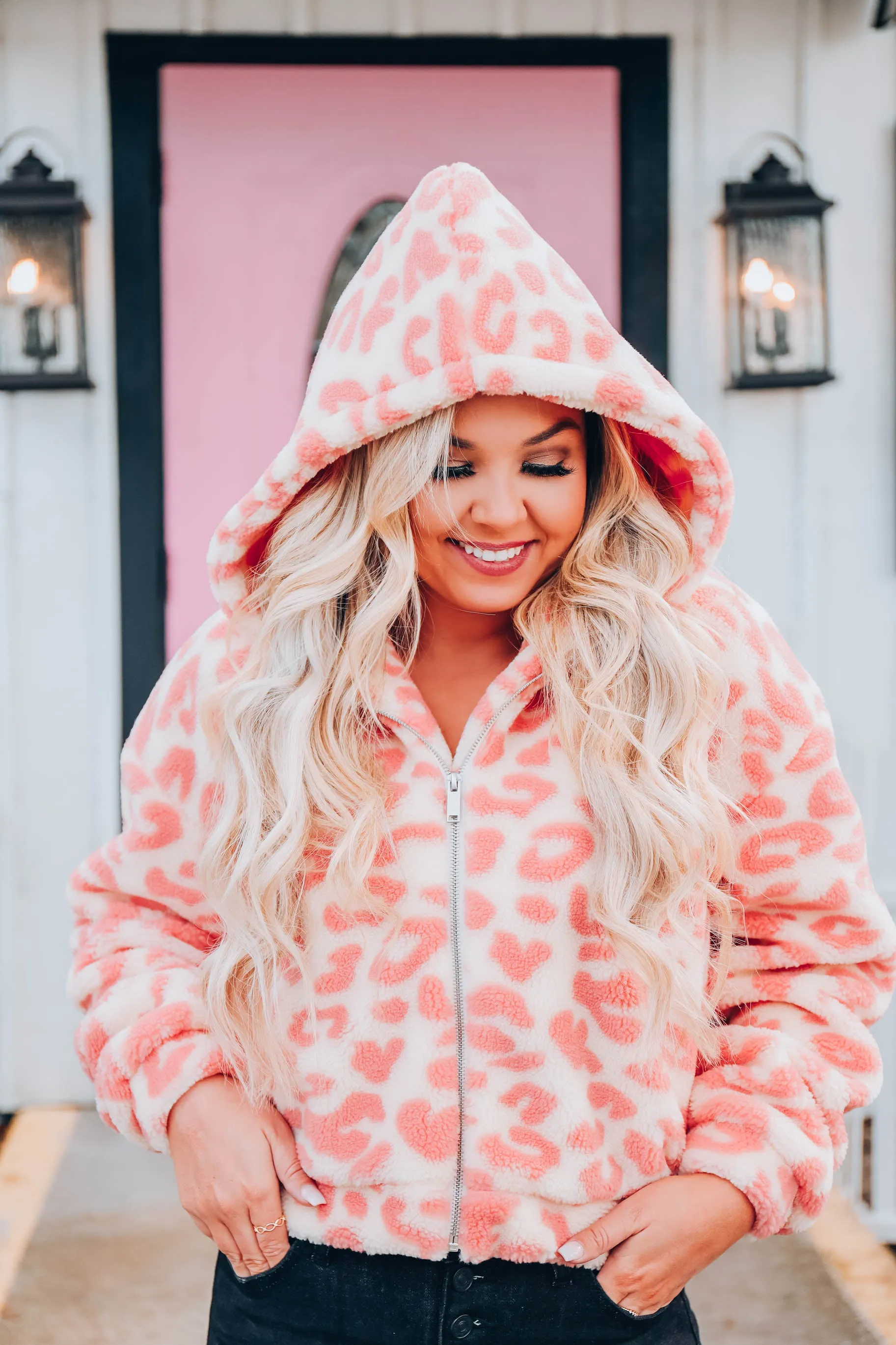 Chilly Days Sherpa Hoodie - Pink