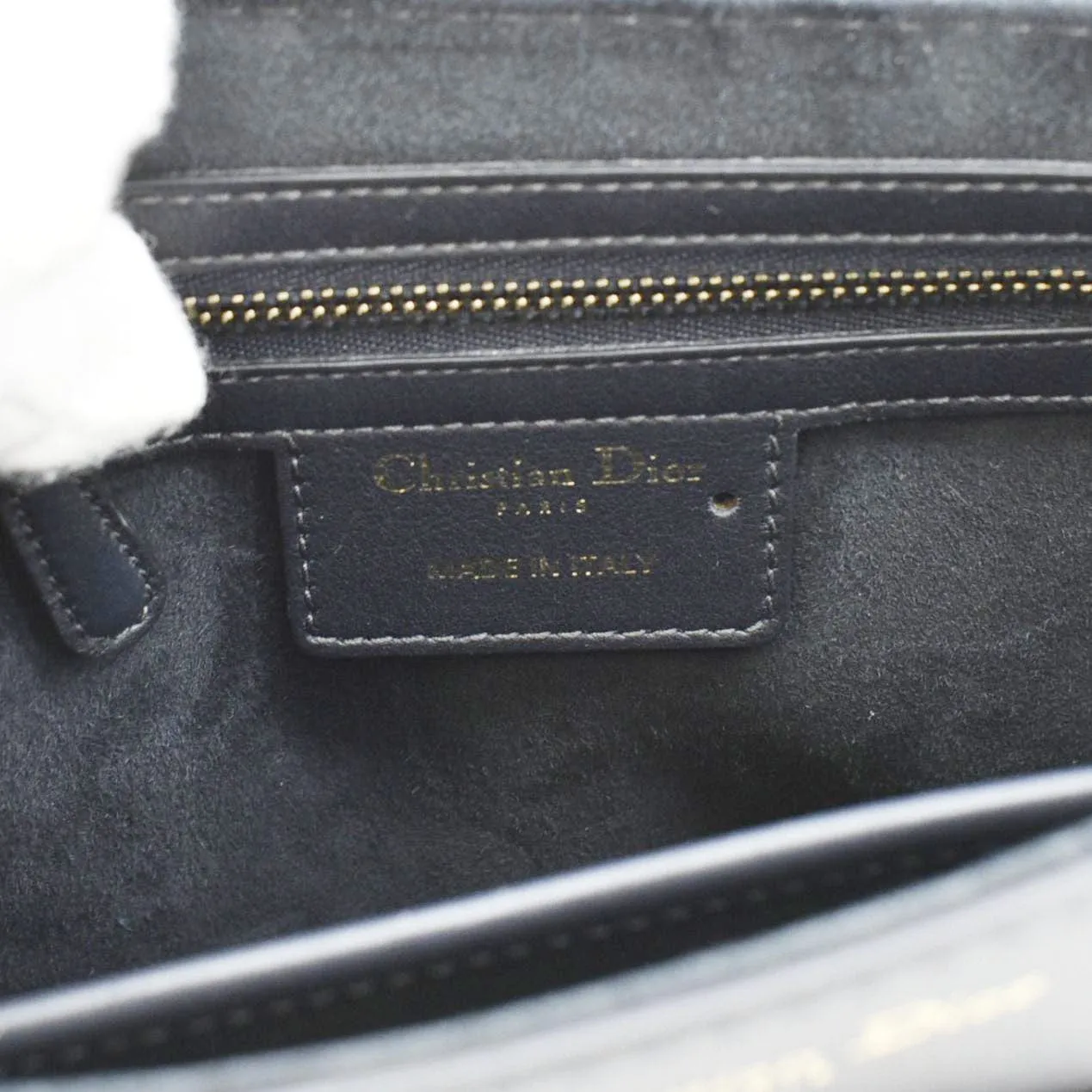 CHRISTIAN DIOR D Fence Calfskin Leather Saddle Bag Black
