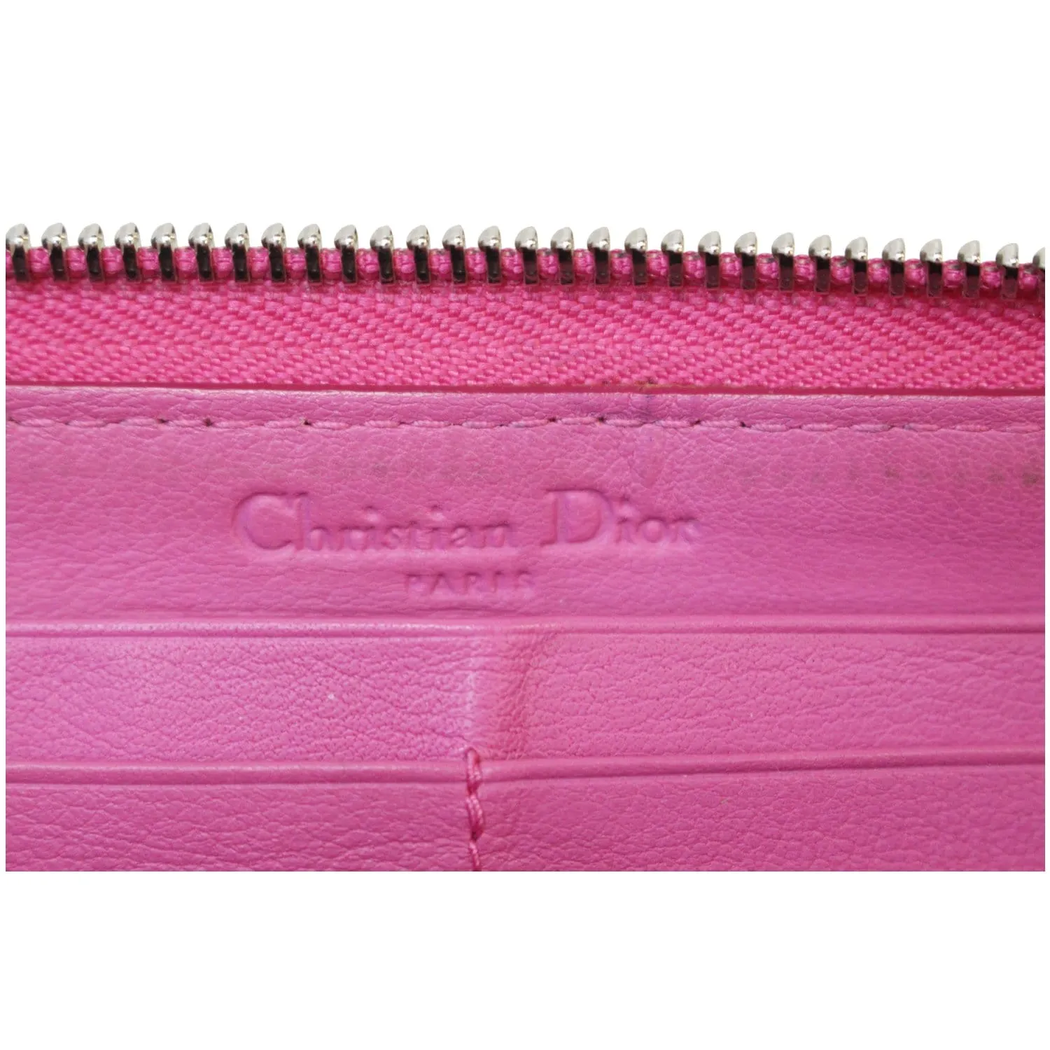 CHRISTIAN DIOR Diorissimo Patent Leather Zip Around Wallet Black