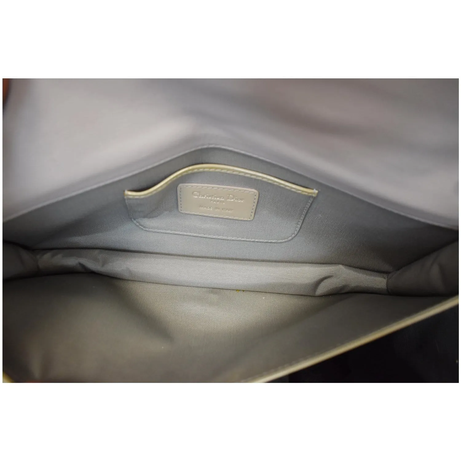 CHRISTIAN DIOR Quilted Patent Leather Lady Dior Clutch Bag Bronze - 25% OFF