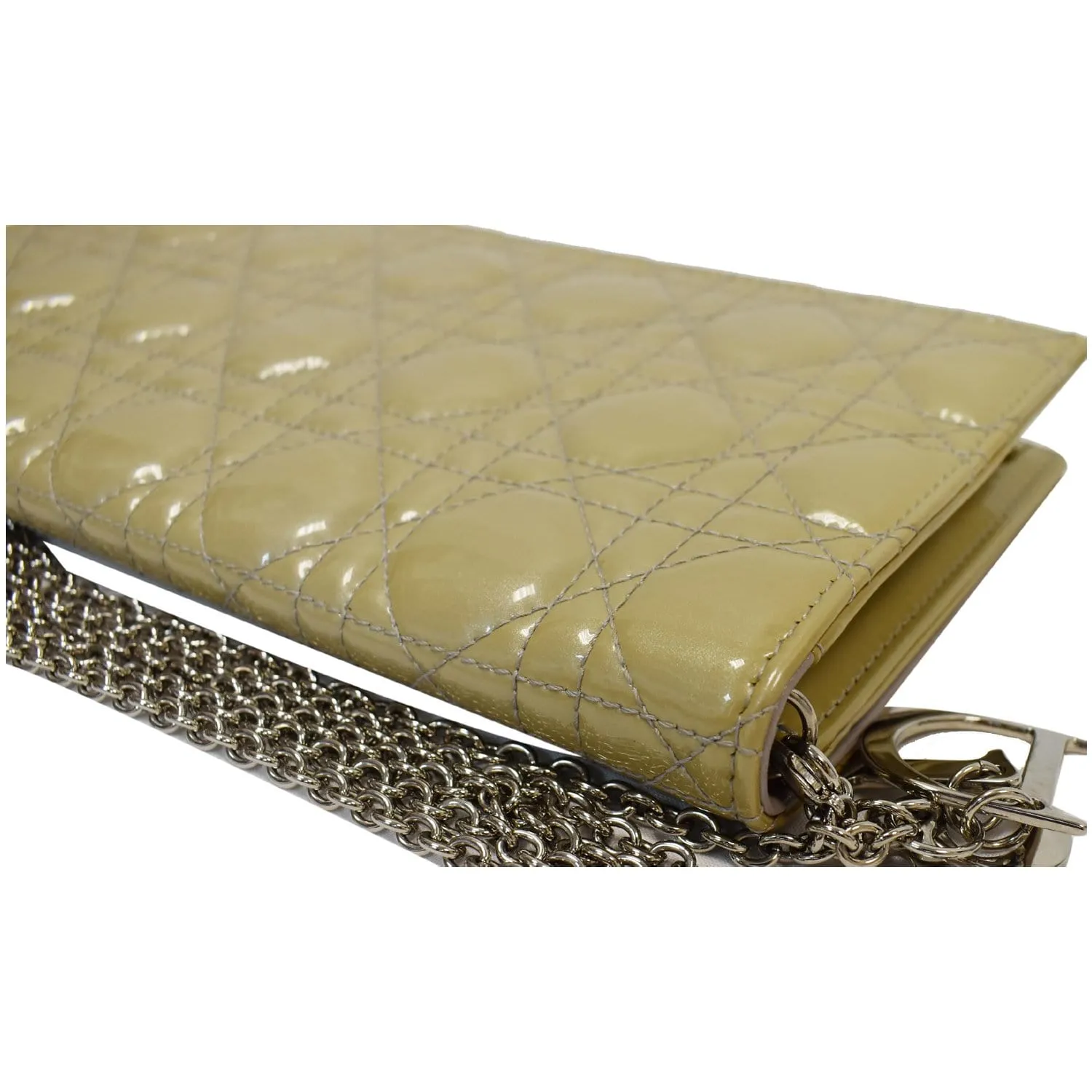 CHRISTIAN DIOR Quilted Patent Leather Lady Dior Clutch Bag Bronze - 25% OFF