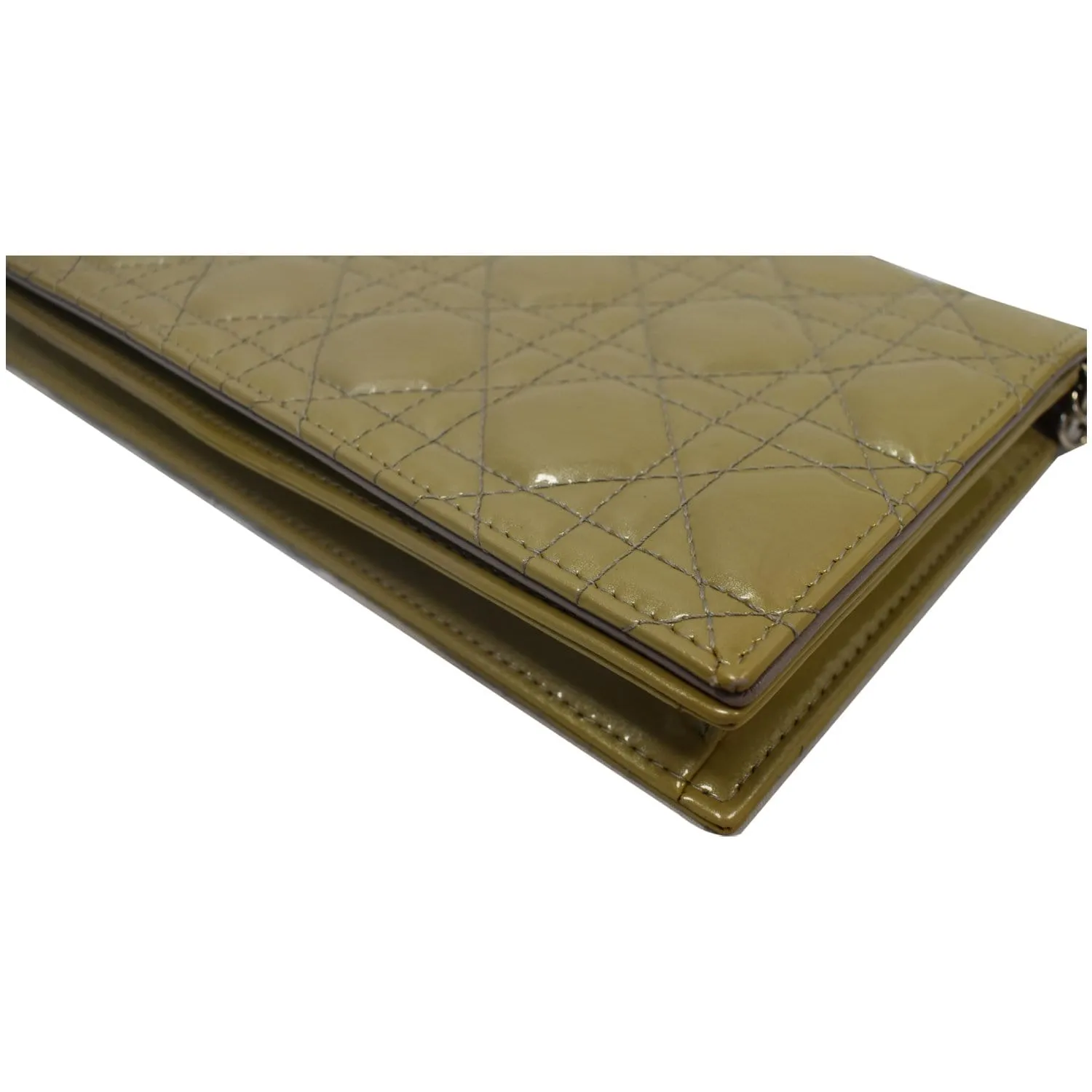 CHRISTIAN DIOR Quilted Patent Leather Lady Dior Clutch Bag Bronze - 25% OFF