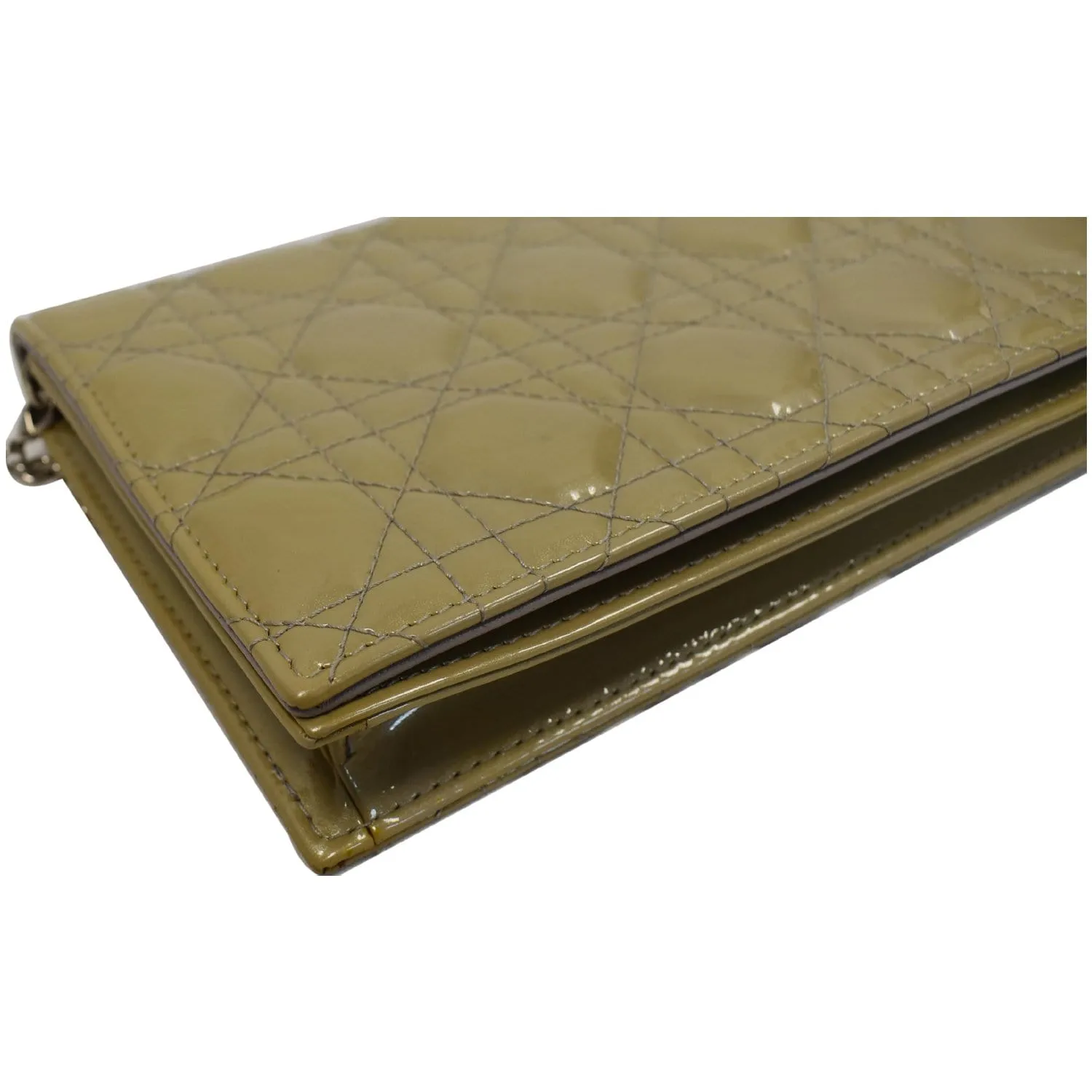 CHRISTIAN DIOR Quilted Patent Leather Lady Dior Clutch Bag Bronze - 25% OFF