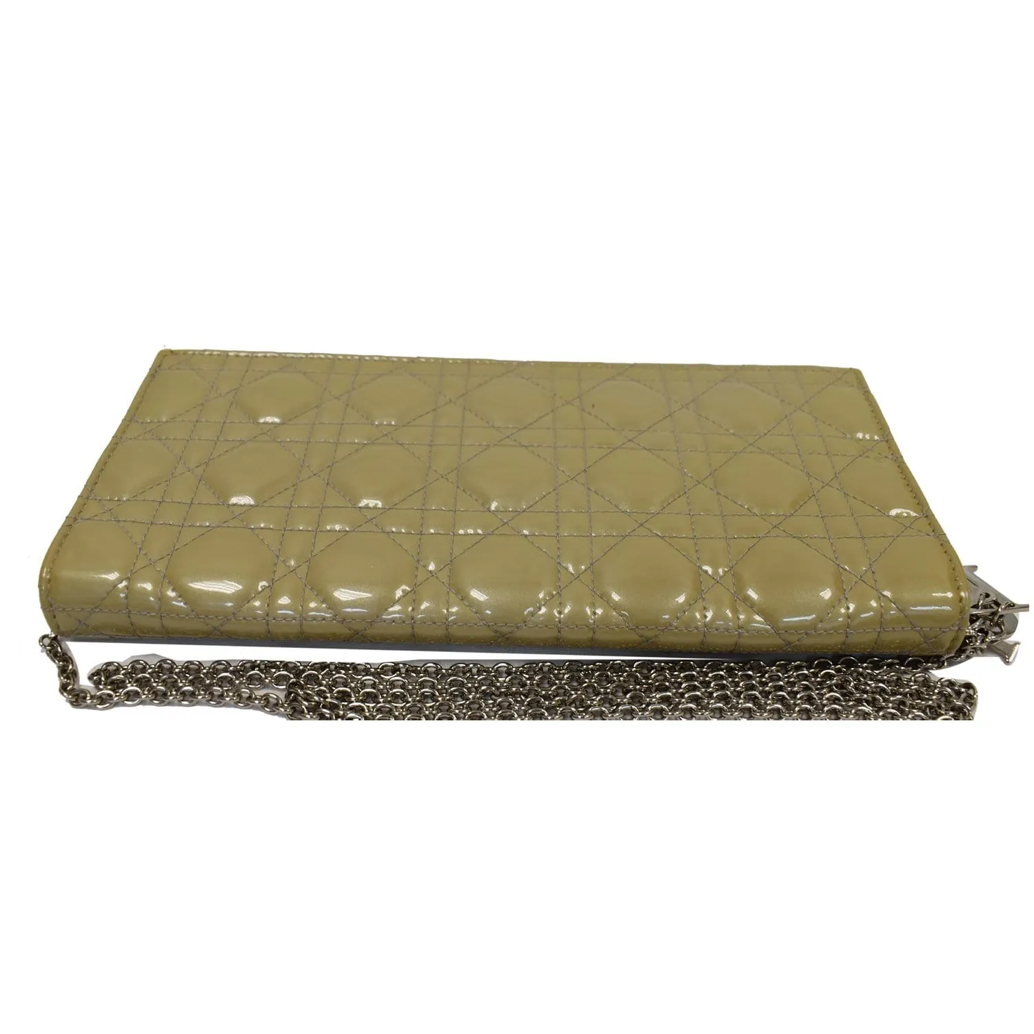 CHRISTIAN DIOR Quilted Patent Leather Lady Dior Clutch Bag Bronze - 25% OFF