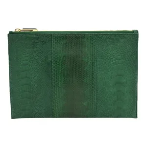 CHRISTINA SNAKESKIN & OSTRICH LEG POUCH