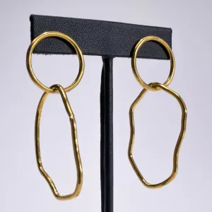 Circle and Hammered Organic Shape earrings - choose your metal