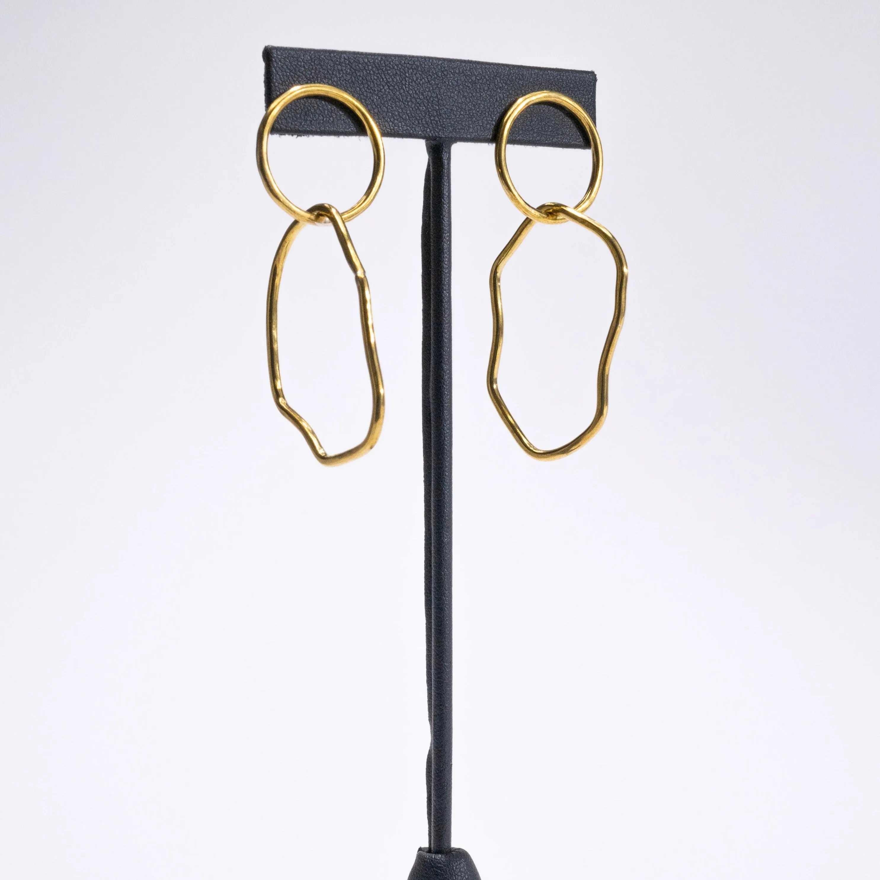 Circle and Hammered Organic Shape earrings - choose your metal
