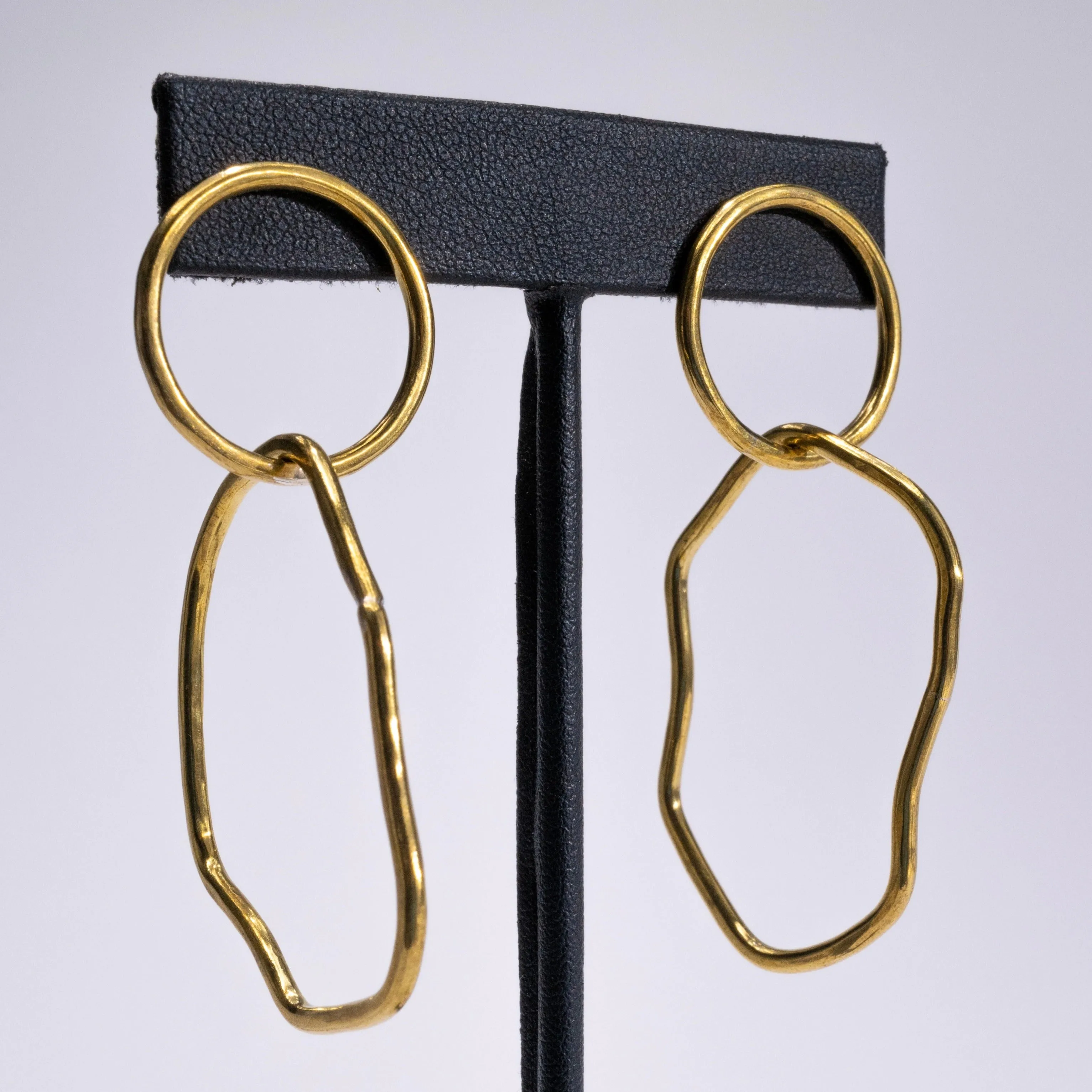 Circle and Hammered Organic Shape earrings - choose your metal