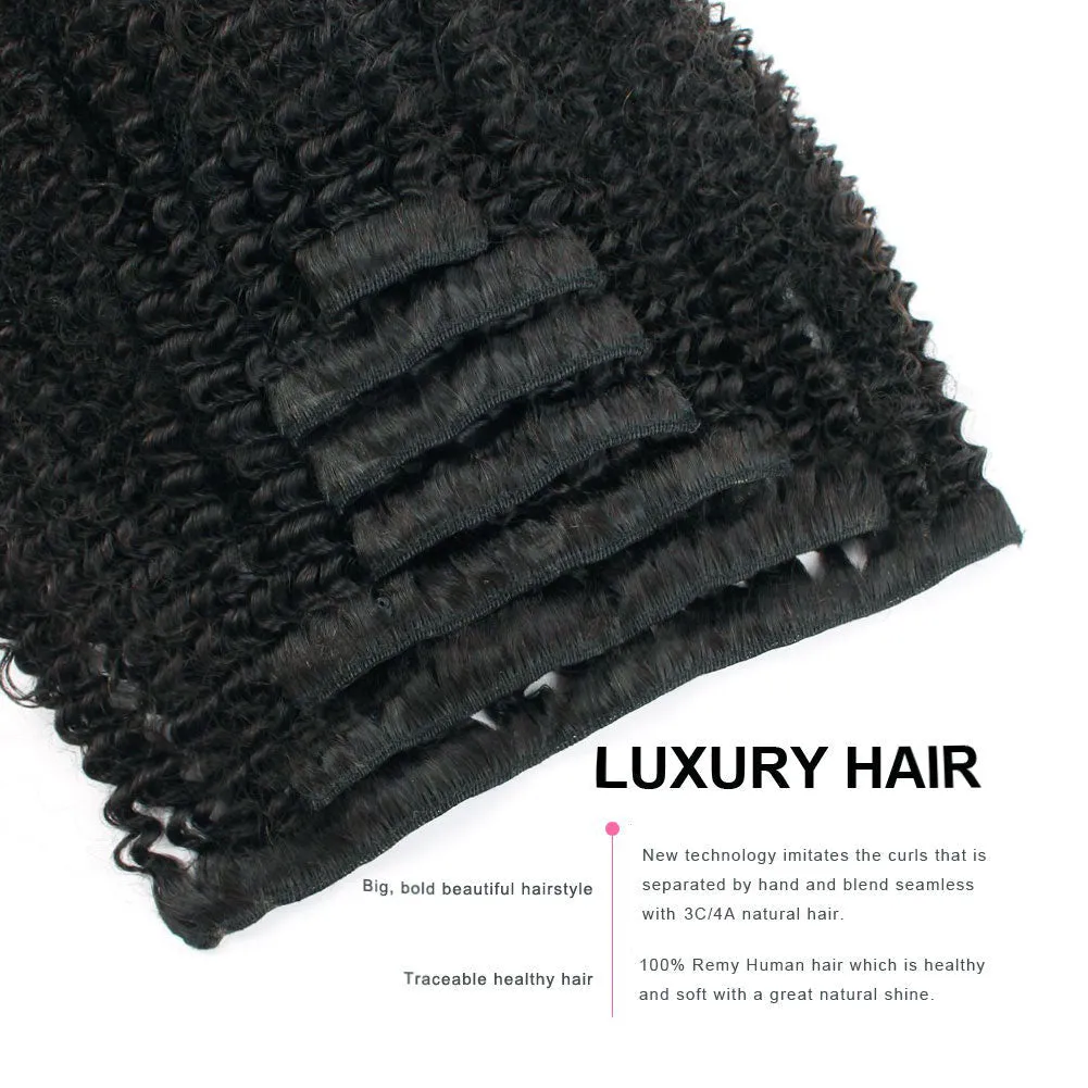 Clip in Hair Extension Afro Kinky Curly-Only For Order Over $269