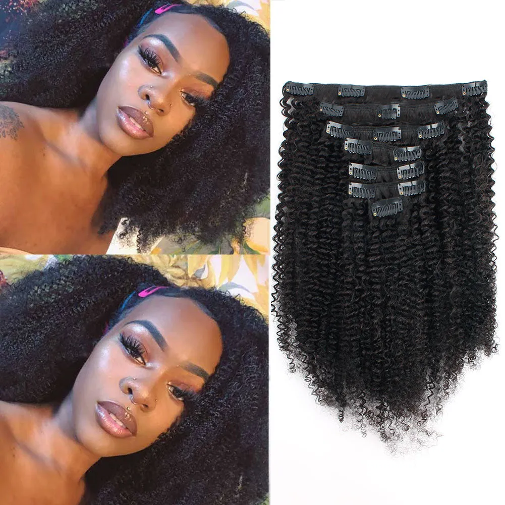 Clip in Hair Extension Afro Kinky Curly-Only For Order Over $269