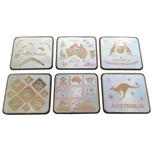 Coaster 6 Pcs Boxed AUS Icons Silver