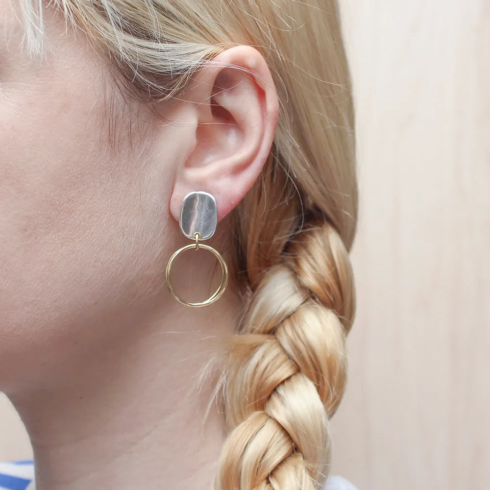 Concave Oval with Hammered Rings Clip or Post Earring