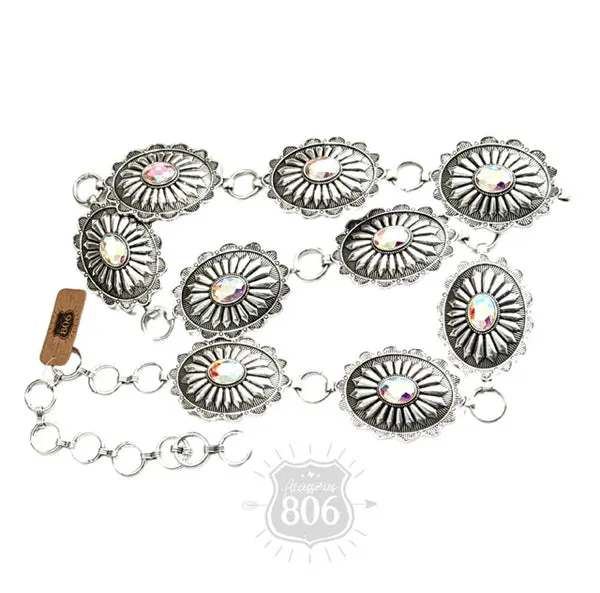 Concho Link Belt with Rhinestone Center