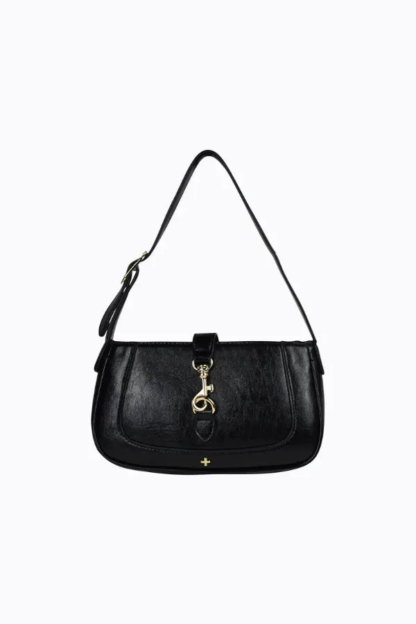 Connor Shoulder Bag Black Crinkle / Gold