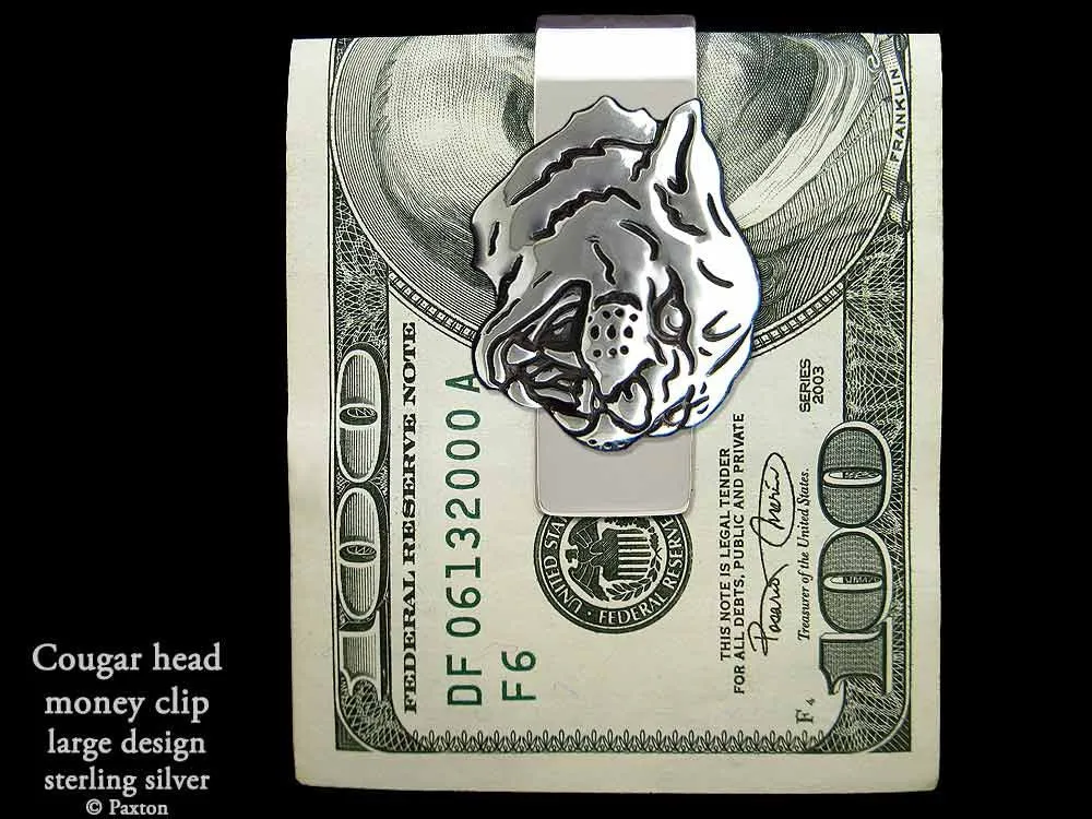 Cougar Panther Head Money Clip Sterling Silver