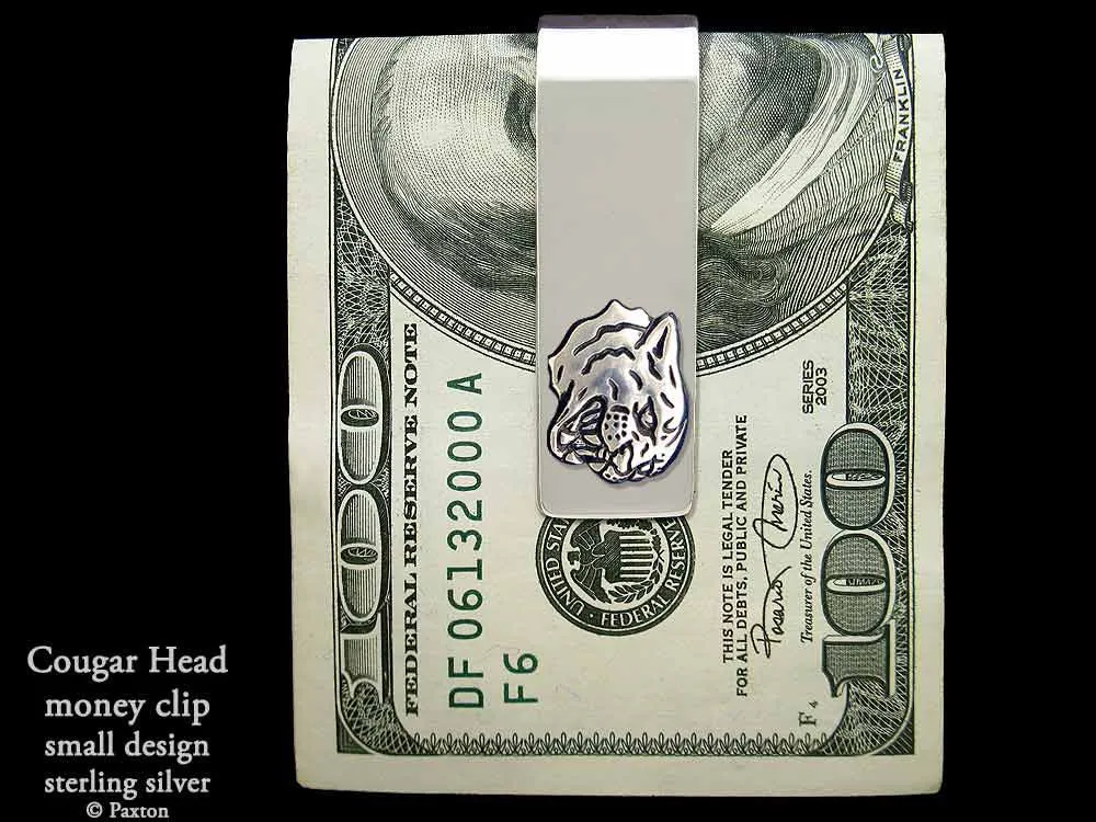 Cougar Panther Head Money Clip Sterling Silver