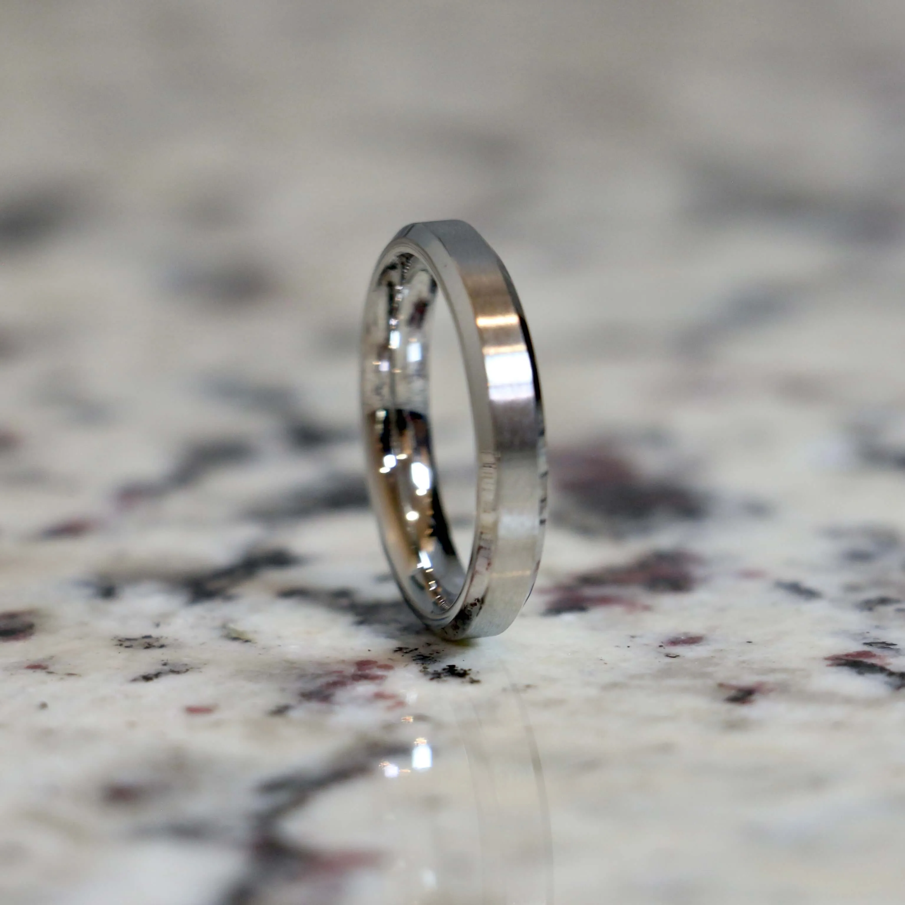 Couples Traditional Stainless Silver Wedding Band Set
