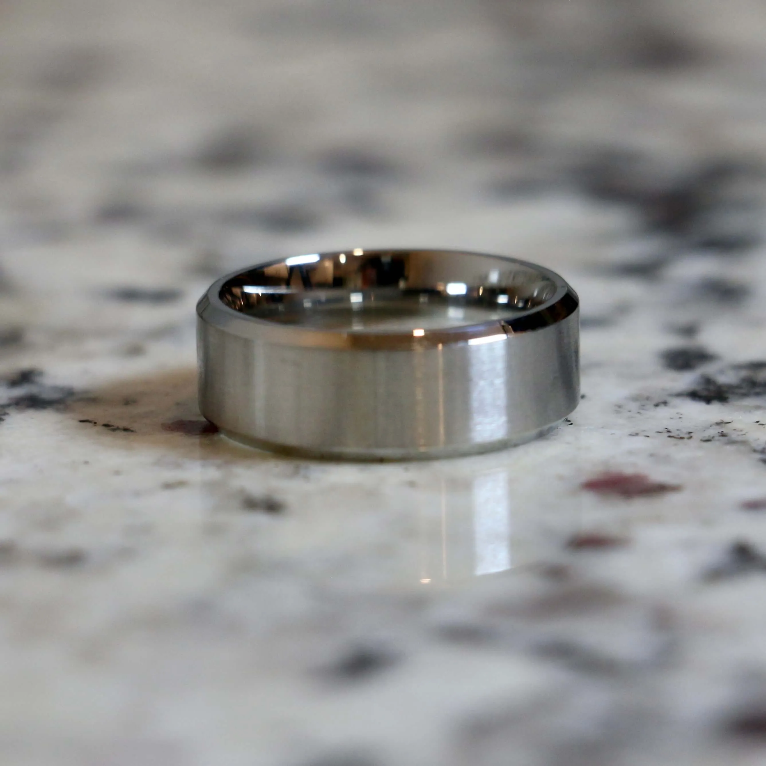 Couples Traditional Stainless Silver Wedding Band Set