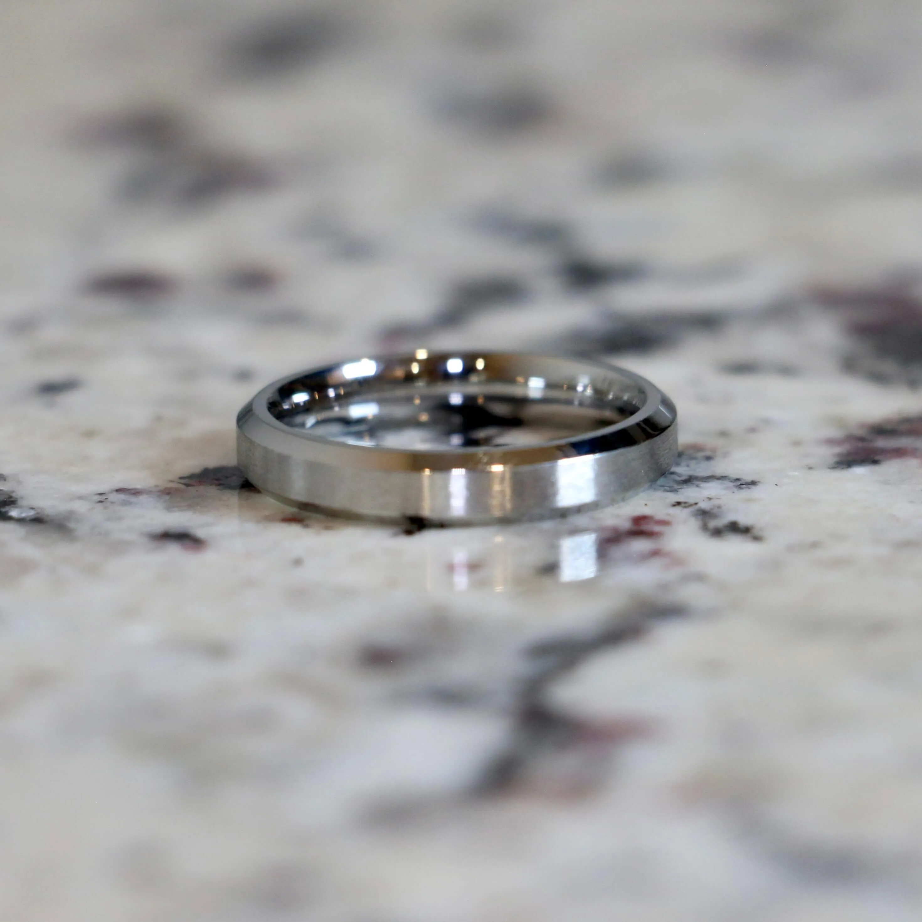 Couples Traditional Stainless Silver Wedding Band Set