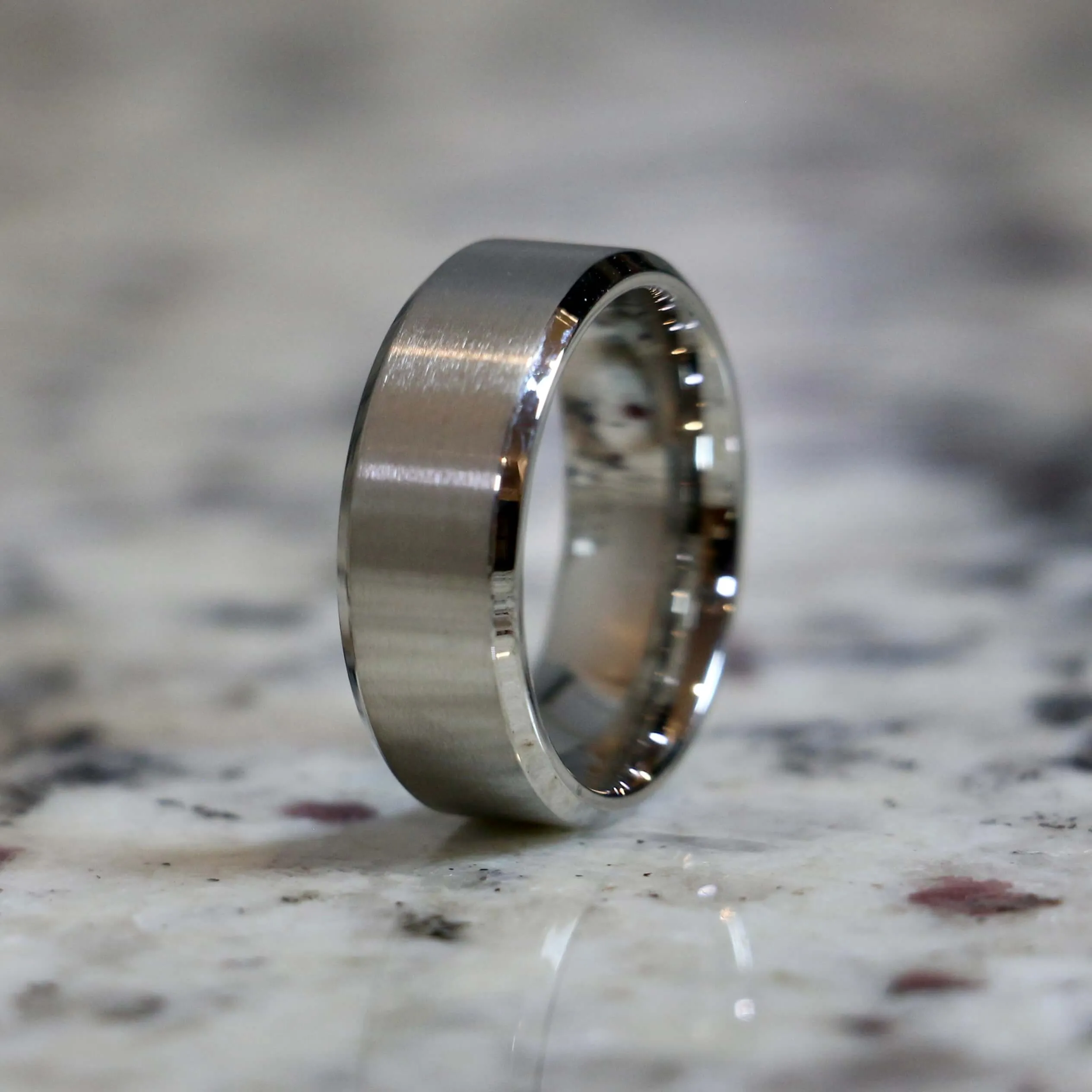 Couples Traditional Stainless Silver Wedding Band Set
