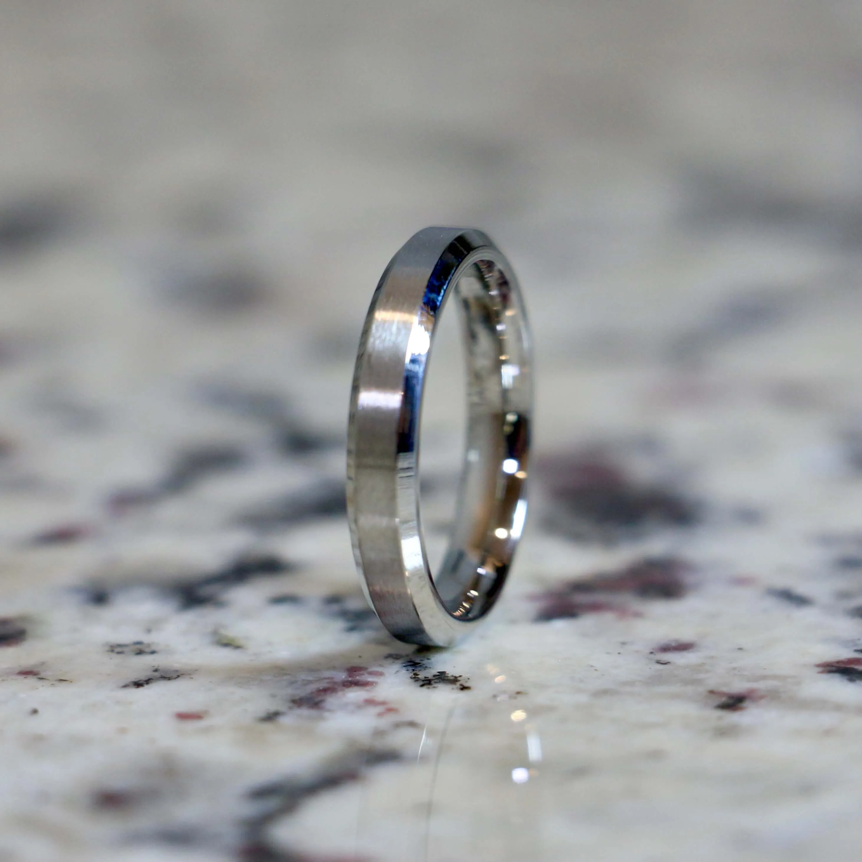 Couples Traditional Stainless Silver Wedding Band Set