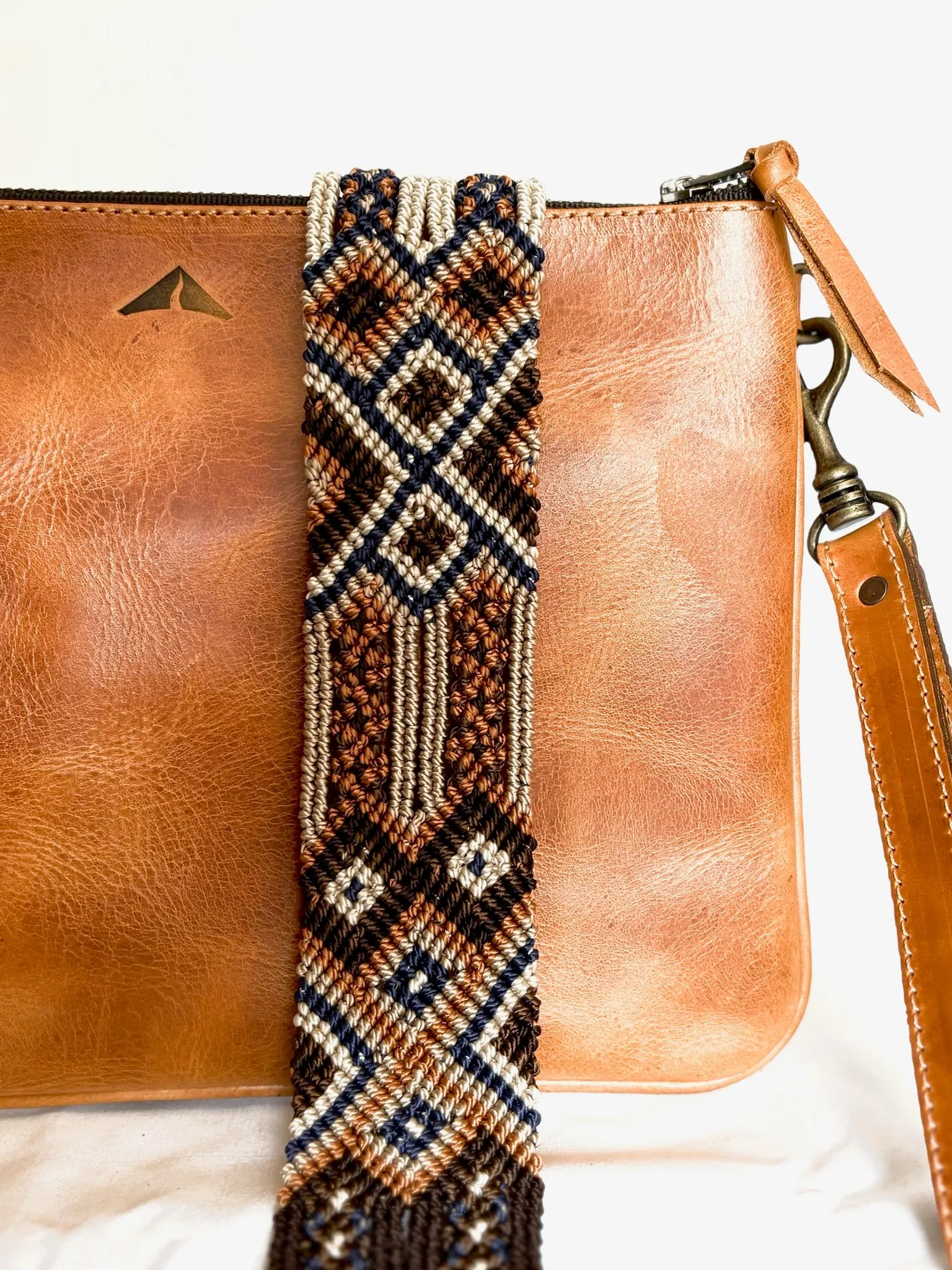 Crossbody w/ Woven Embroidered Guatemalan Strap - Camel