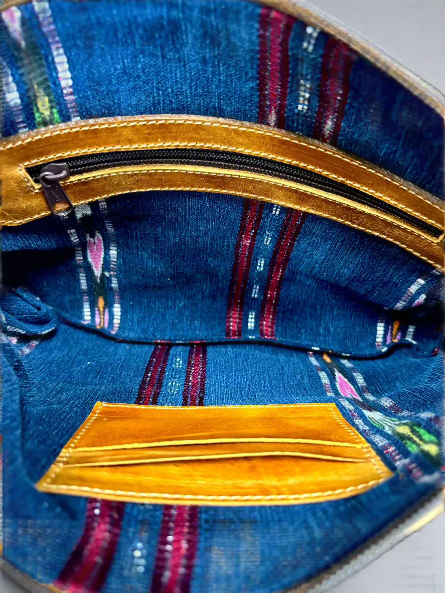 Crossbody w/ Woven Embroidered Guatemalan Strap - Camel