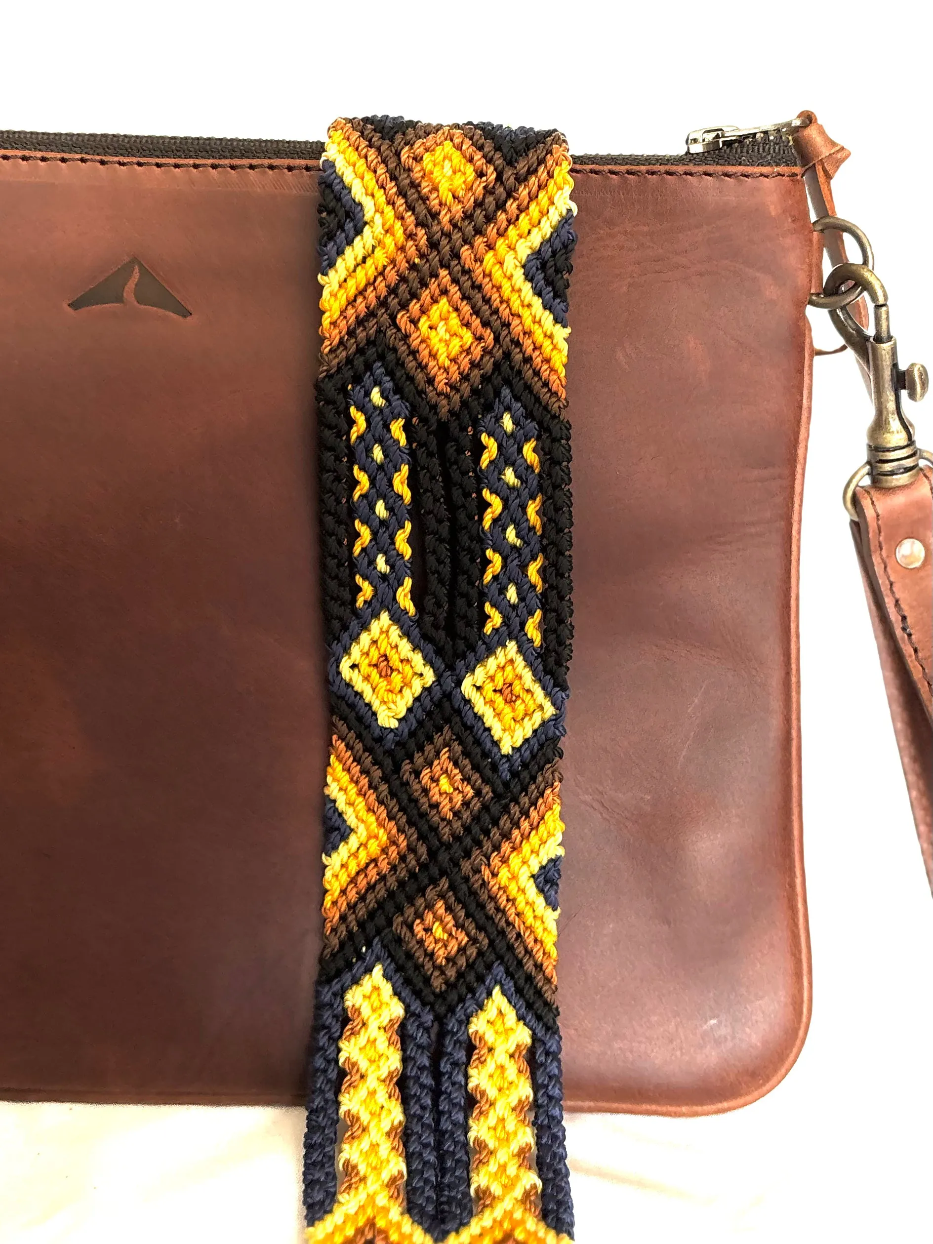 Crossbody w/ Woven Embroidered Guatemalan Strap - Mocha
