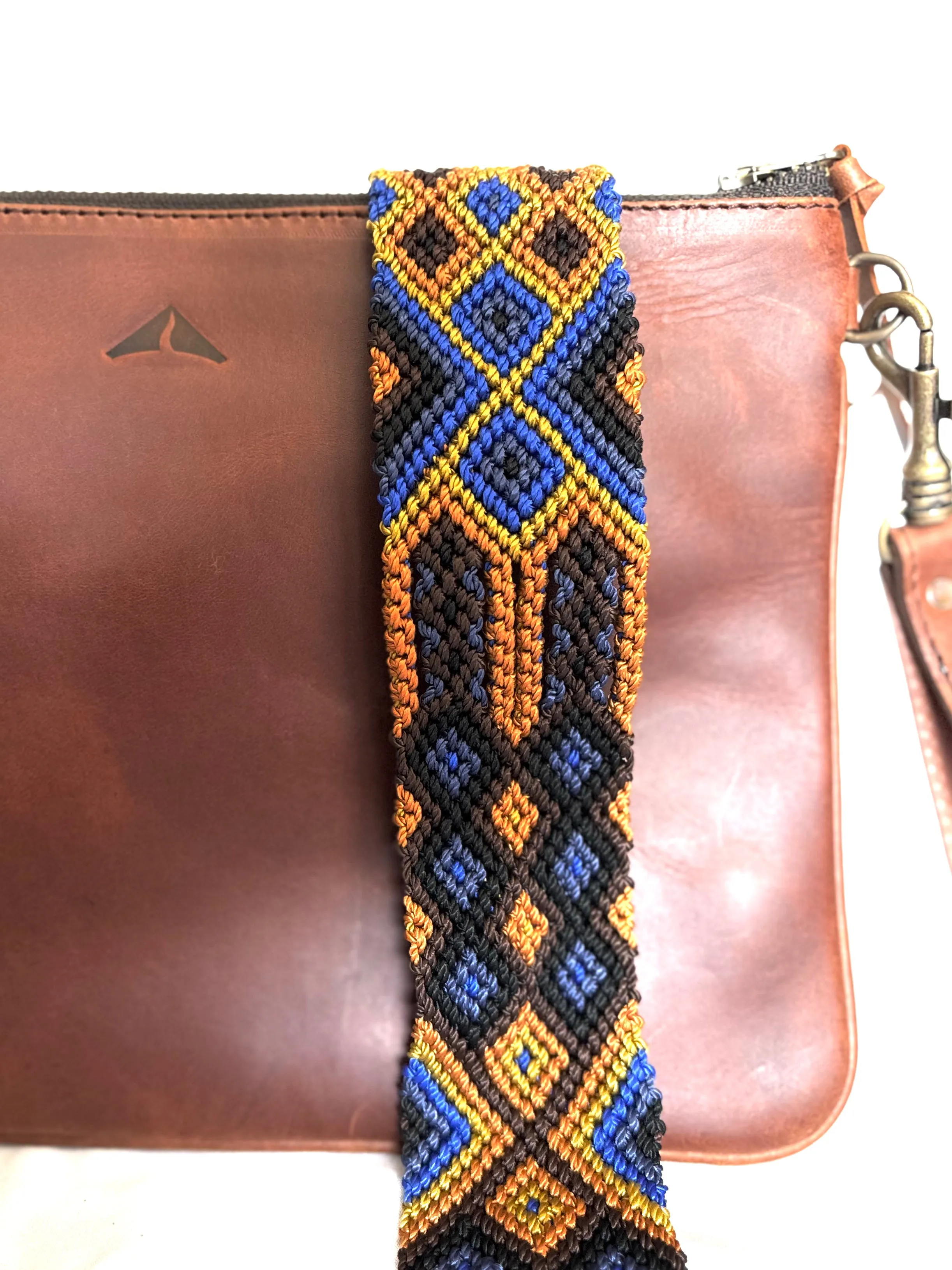 Crossbody w/ Woven Embroidered Guatemalan Strap - Mocha