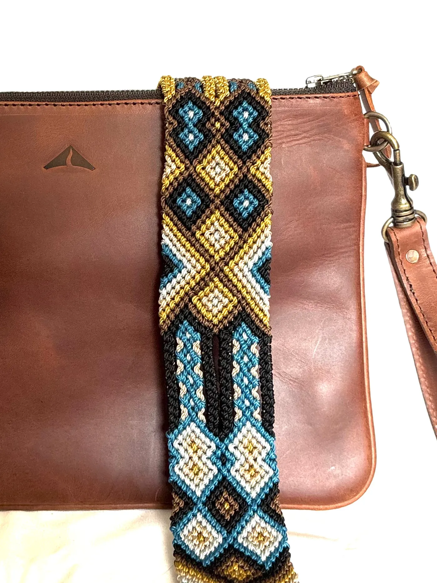 Crossbody w/ Woven Embroidered Guatemalan Strap - Mocha