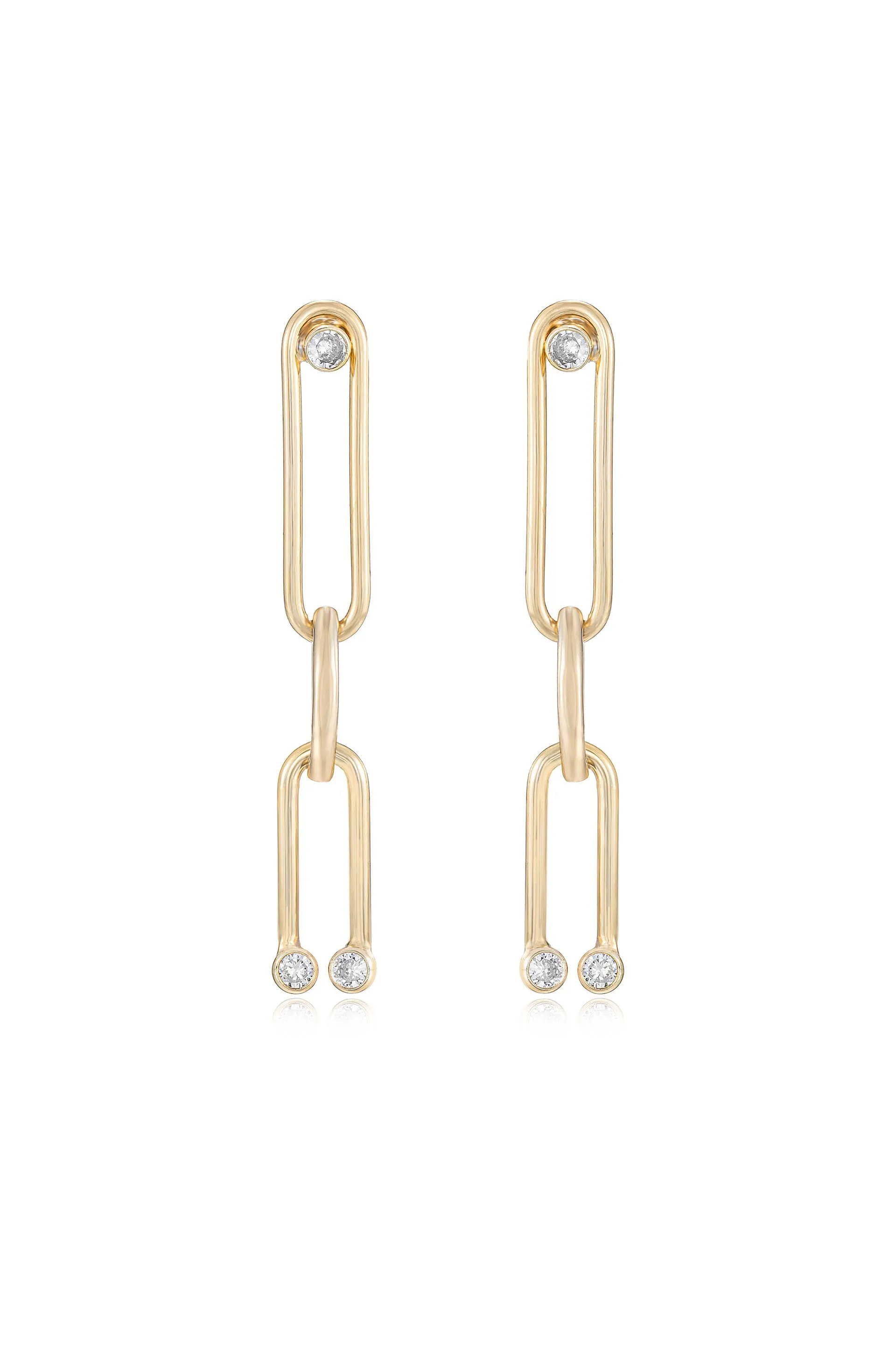 Crystal Spotted Linked Dangle Earrings