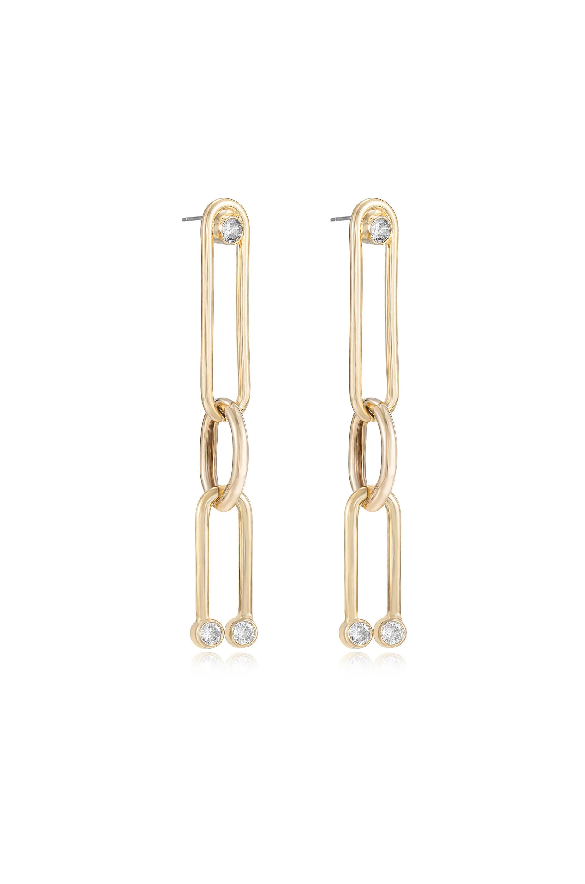 Crystal Spotted Linked Dangle Earrings