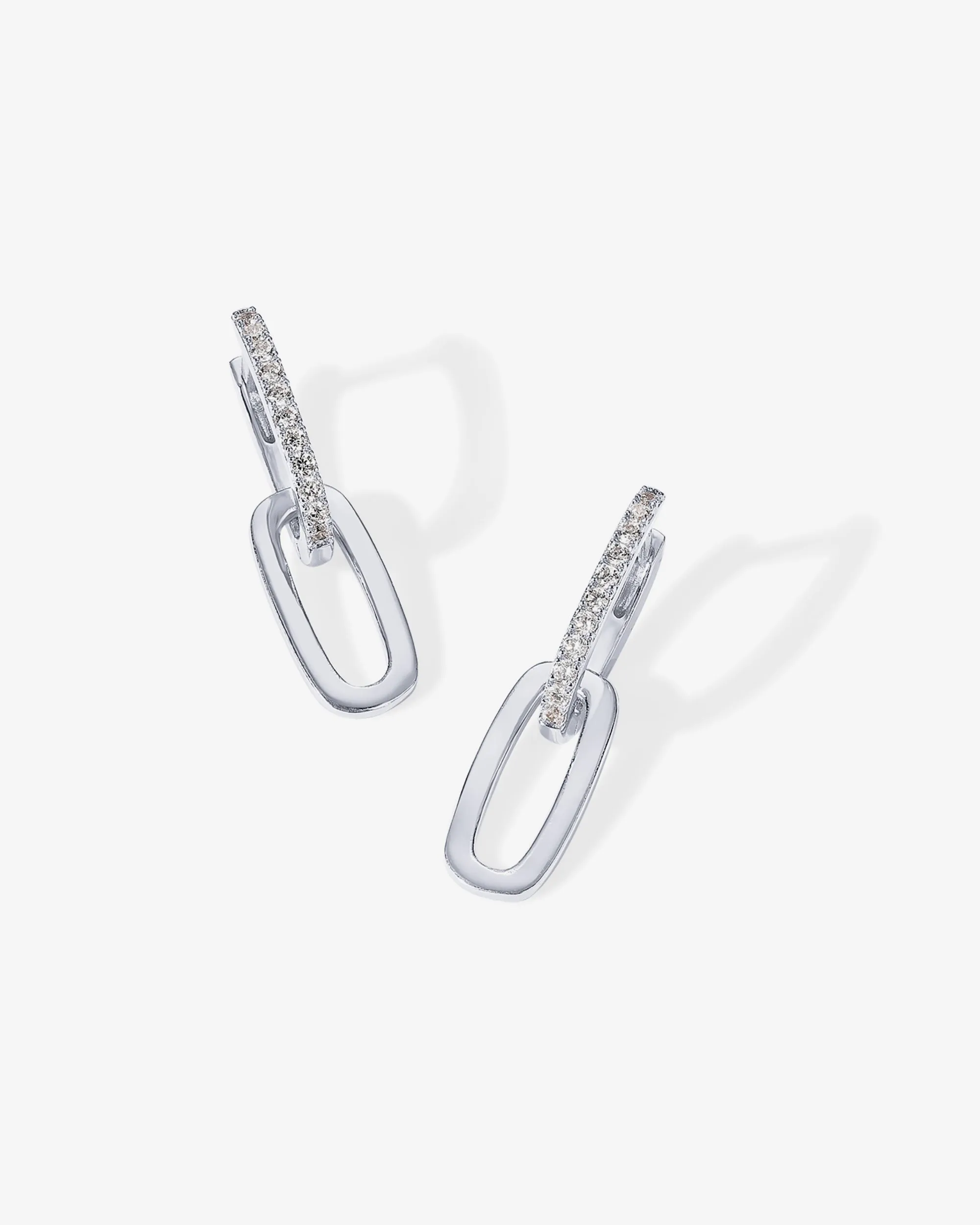 Cubic Zirconia Convertible Paperclip Link Earrings