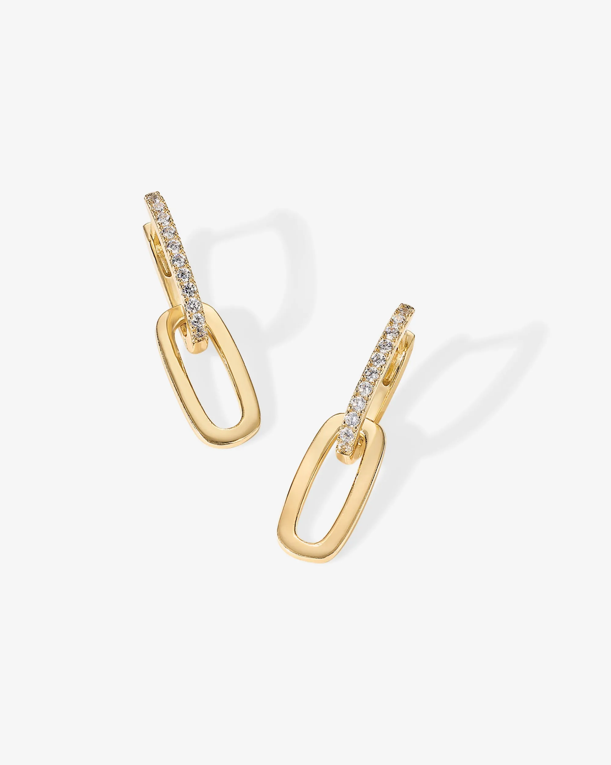 Cubic Zirconia Convertible Paperclip Link Earrings