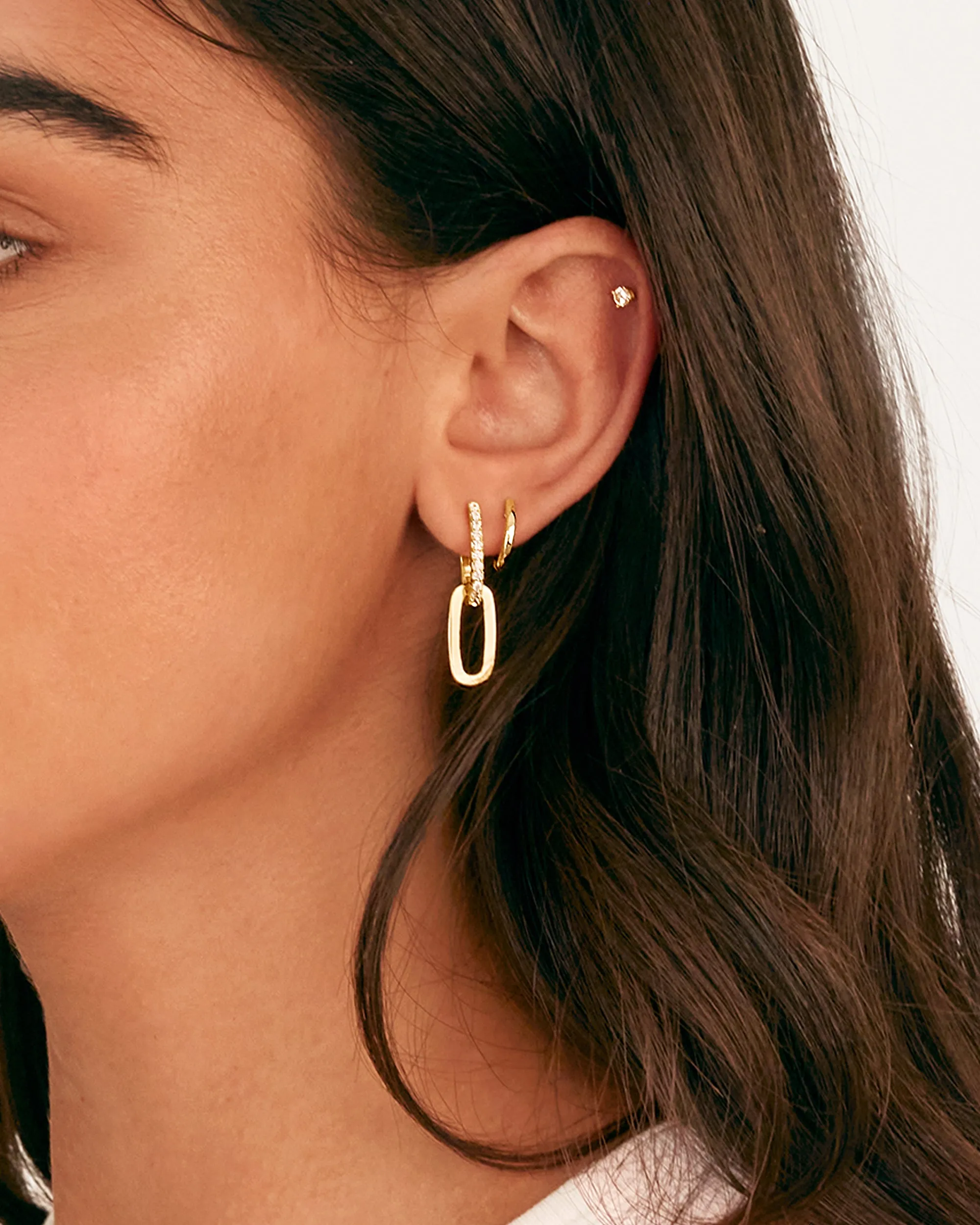 Cubic Zirconia Convertible Paperclip Link Earrings