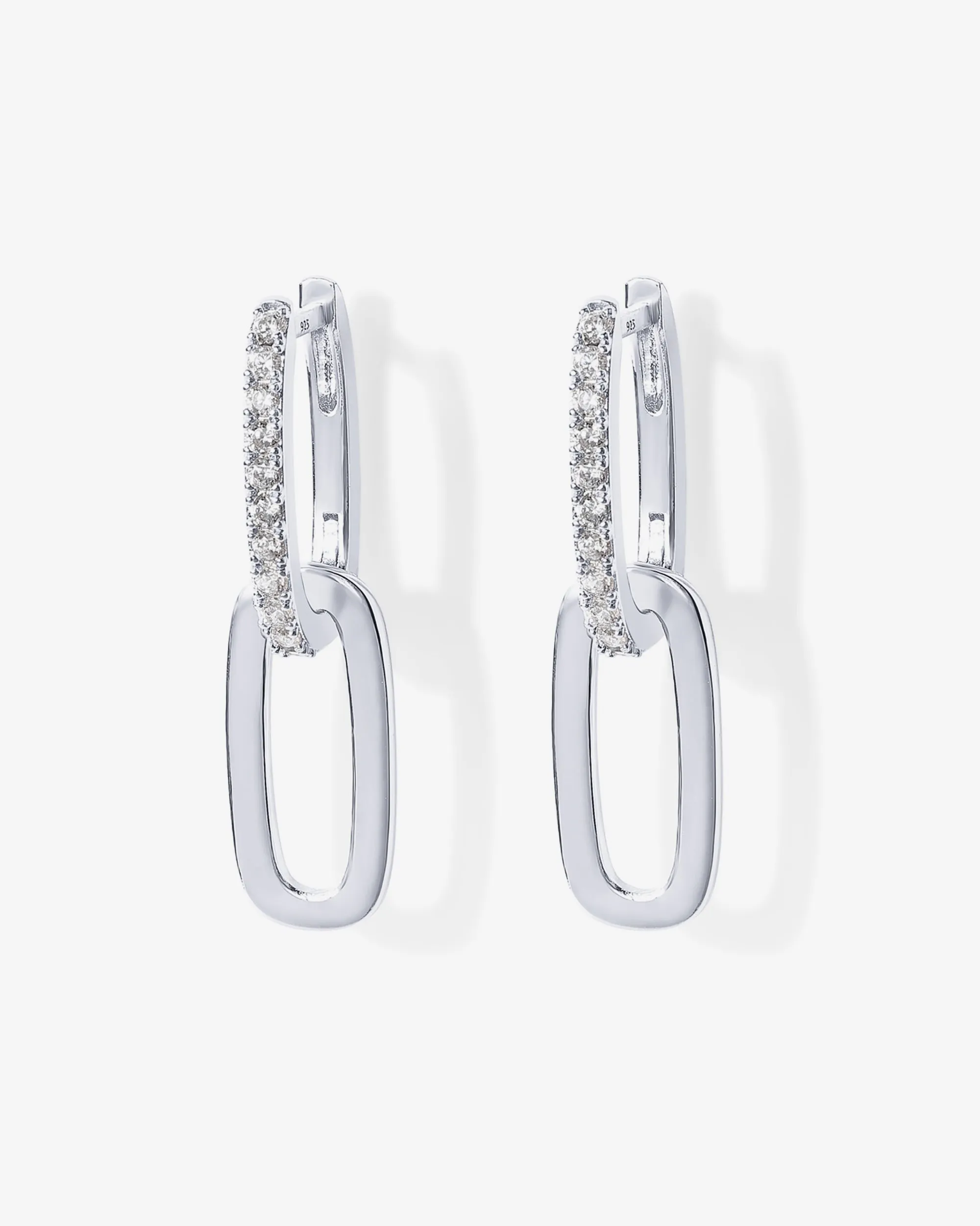 Cubic Zirconia Convertible Paperclip Link Earrings