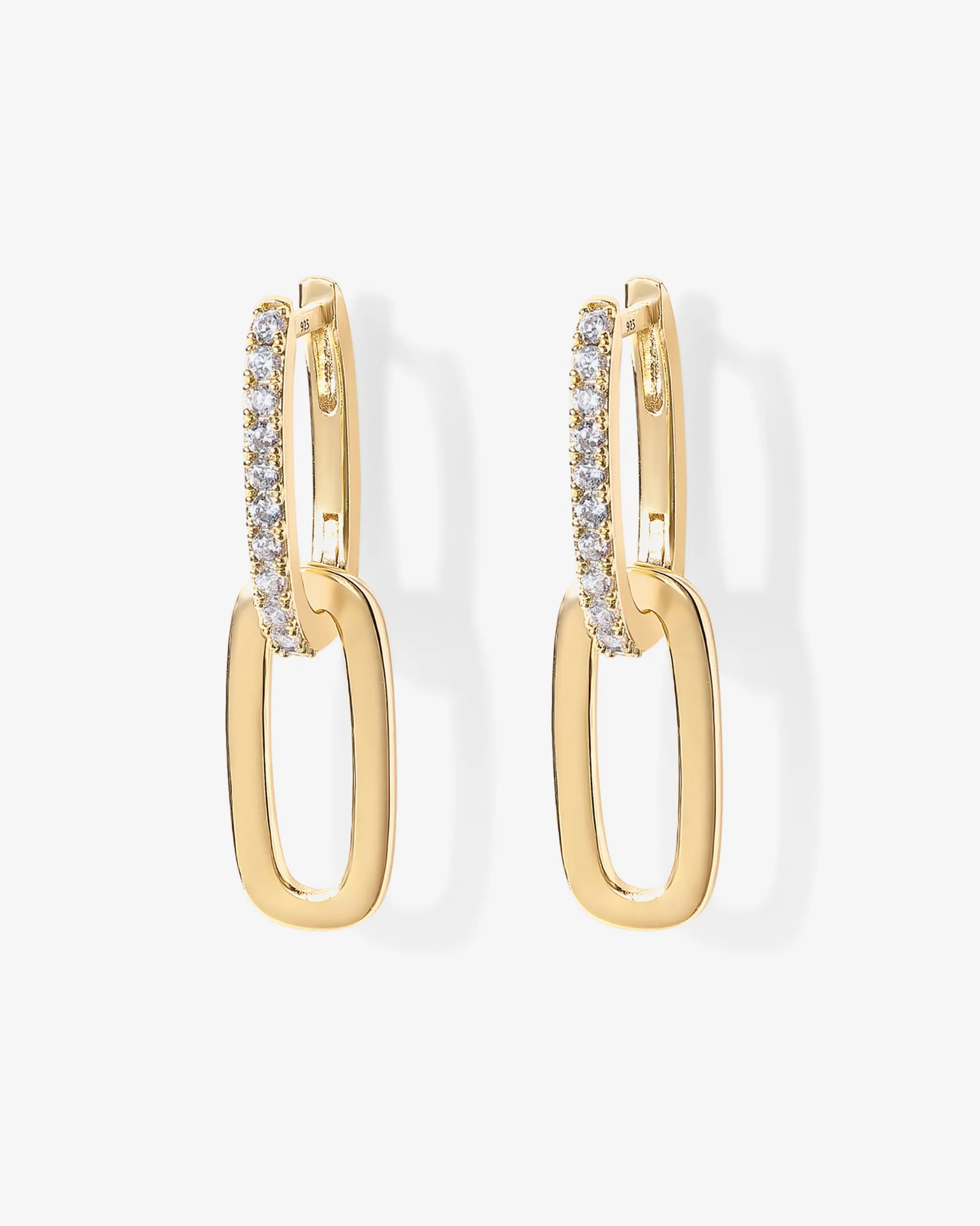 Cubic Zirconia Convertible Paperclip Link Earrings