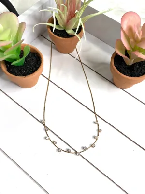 Cubic Zirconia Crystal Necklace in Gold