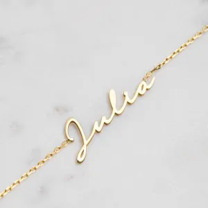 Cursive Name Bracelet 18k Gold Plated Cable Chain