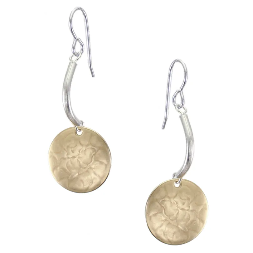 Curved Tube and Disc Wire Earring