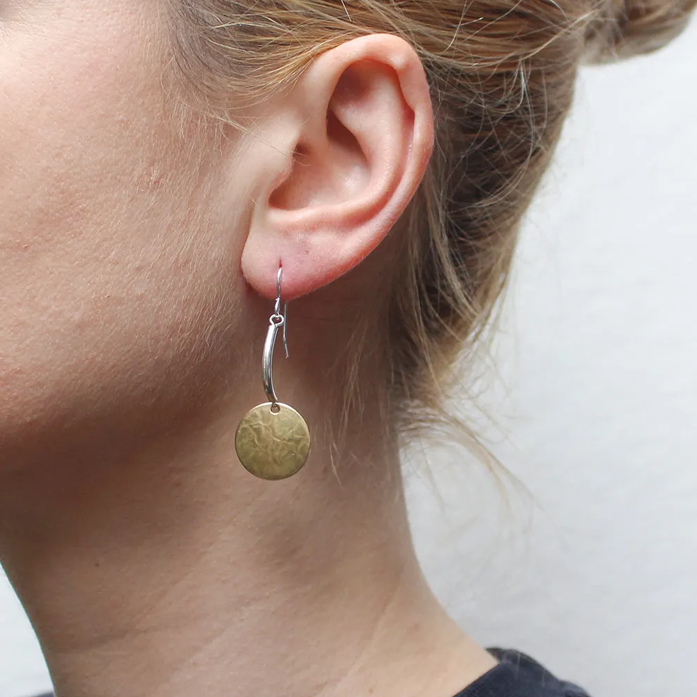 Curved Tube and Disc Wire Earring