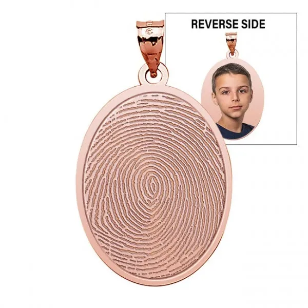 Custom Fingerprint Oval Charm or Pendant with Reverse Photo Option Jewelry