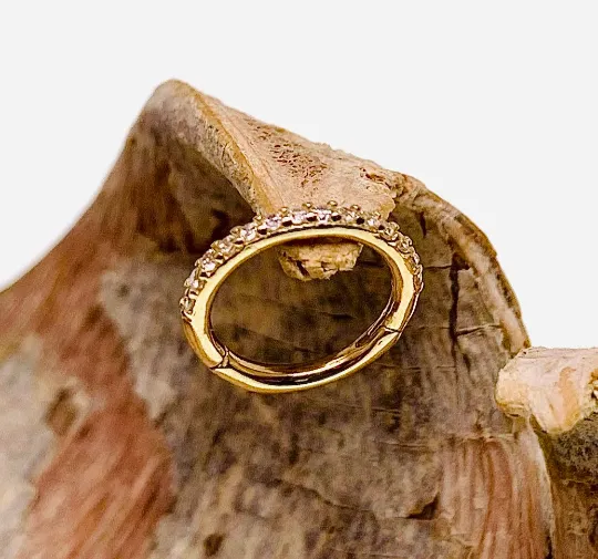 CZ 14k Gold 16g Hinged Clicker Ring