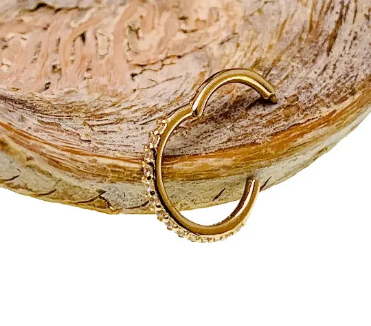 CZ 14k Gold 16g Hinged Clicker Ring