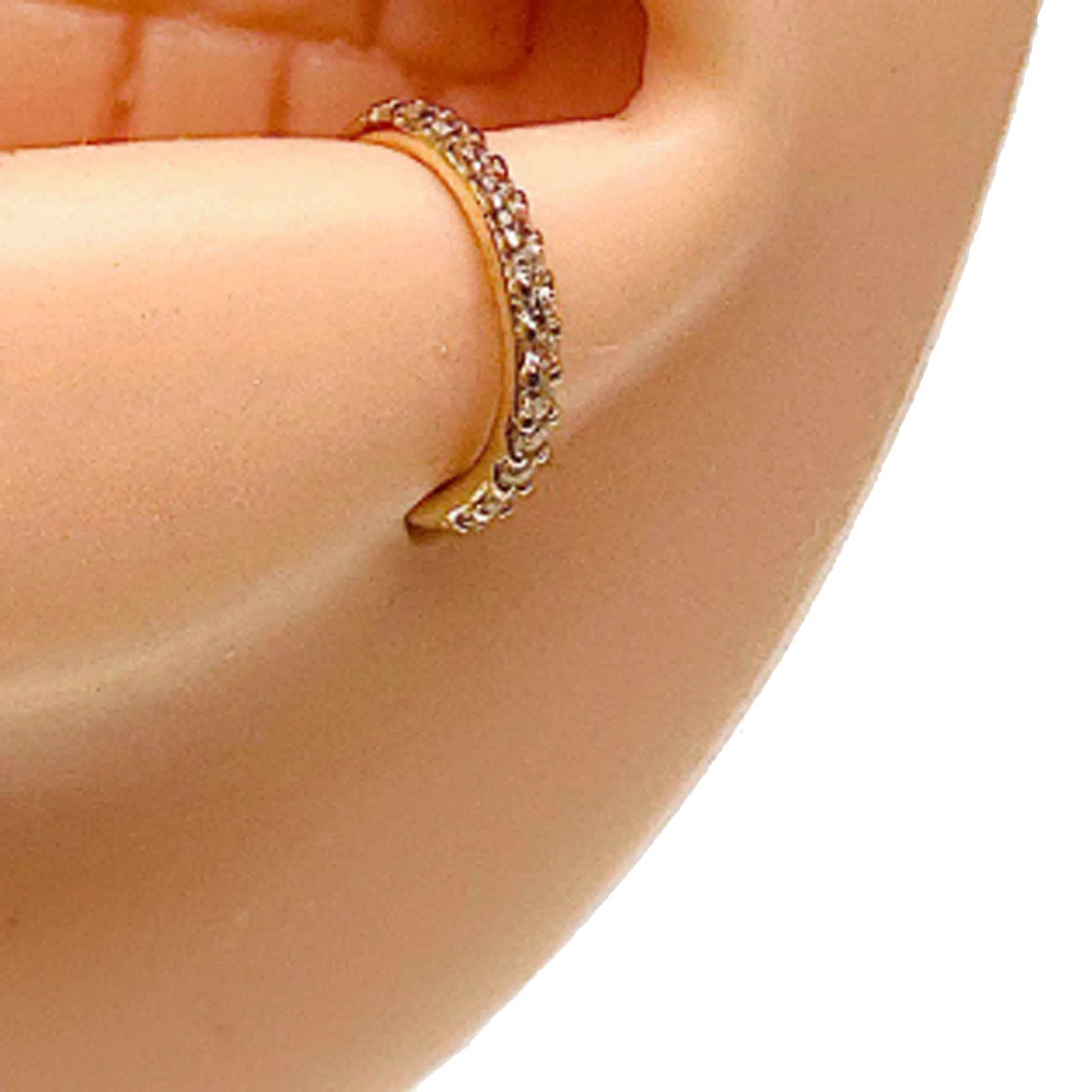 CZ 14k Gold 16g Hinged Clicker Ring