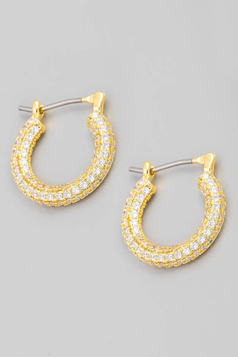 Dainty Rhinestone Hoop Earrings in Gold